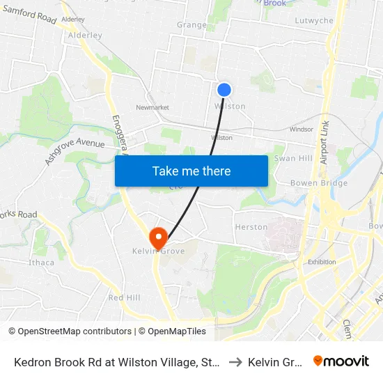 Kedron Brook Rd at Wilston Village, Stop 20 to Kelvin Grove map