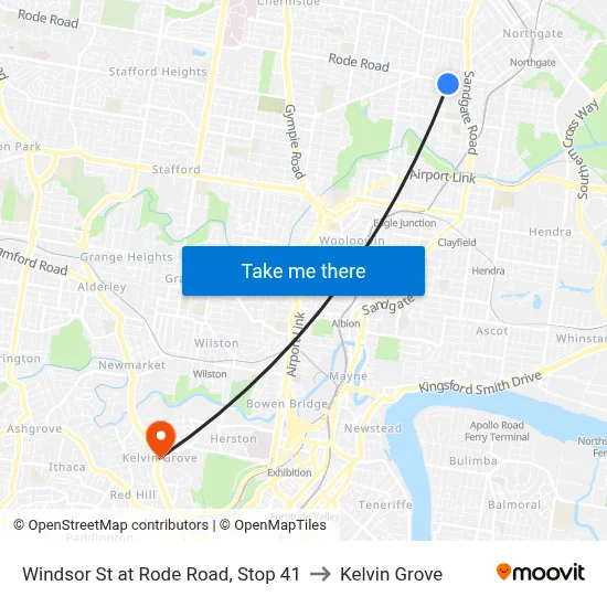 Windsor St at Rode Road, Stop 41 to Kelvin Grove map