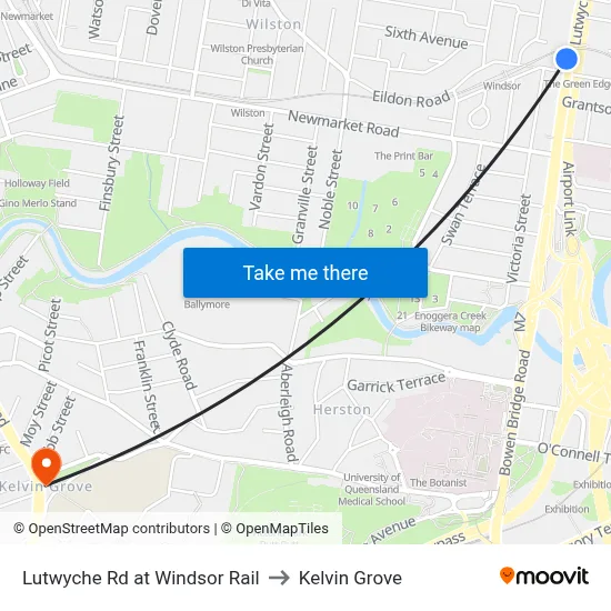 Lutwyche Rd at Windsor Rail to Kelvin Grove map