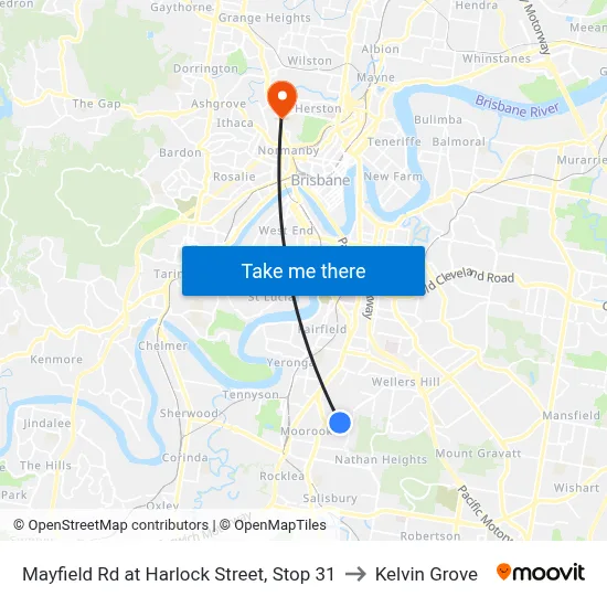 Mayfield Rd at Harlock Street, Stop 31 to Kelvin Grove map