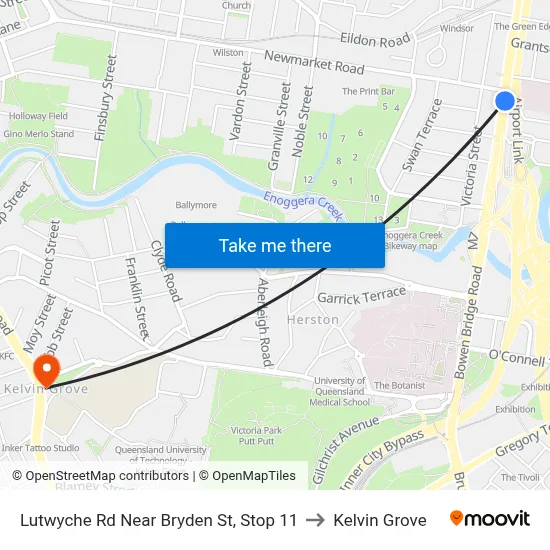 Lutwyche Rd Near Bryden St, Stop 11 to Kelvin Grove map