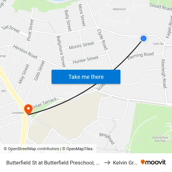 Butterfield St at Butterfield Preschool, Stop 11a to Kelvin Grove map
