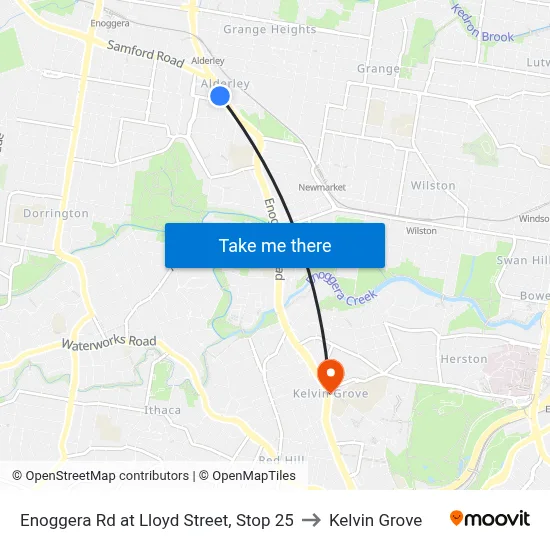 Enoggera Rd at Lloyd Street, Stop 25 to Kelvin Grove map