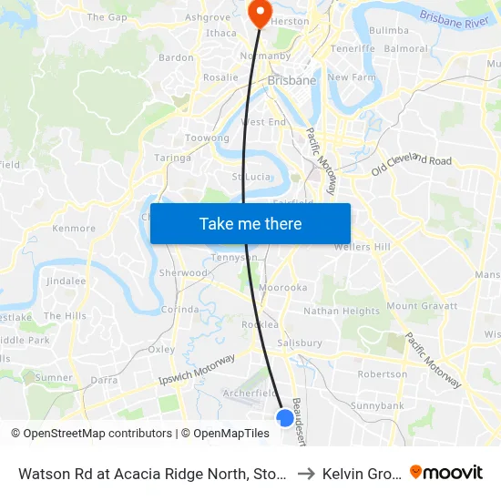 Watson Rd at Acacia Ridge North, Stop 59 to Kelvin Grove map