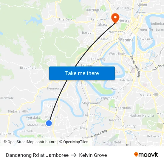 Dandenong Rd at Jamboree to Kelvin Grove map