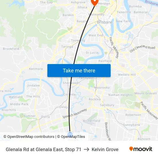 Glenala Rd at Glenala East, Stop 71 to Kelvin Grove map
