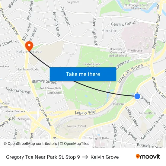 Gregory Tce Near Park St, Stop 9 to Kelvin Grove map