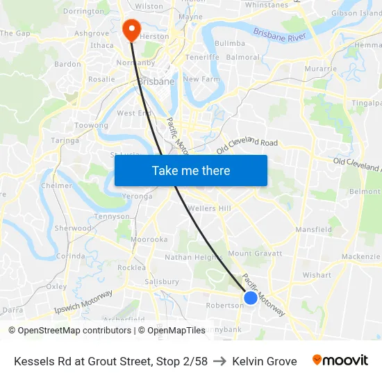 Kessels Rd at Grout Street, Stop 2/58 to Kelvin Grove map