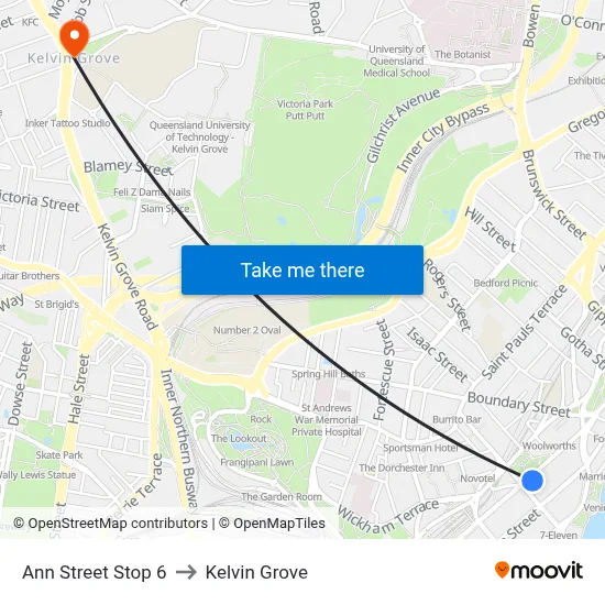 Ann Street Stop 6 to Kelvin Grove map