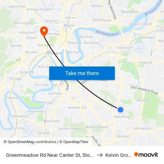 Greenmeadow Rd Near Canter St, Stop 63 to Kelvin Grove map