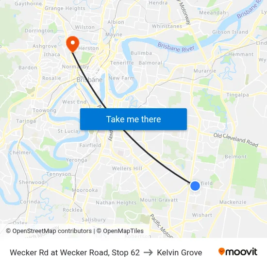 Wecker Rd at Wecker Road, Stop 62 to Kelvin Grove map