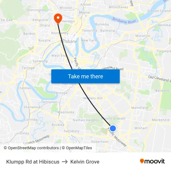 Klumpp Rd at Hibiscus to Kelvin Grove map