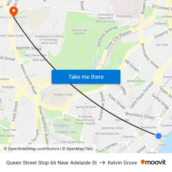 Queen Street Stop 66 Near Adelaide St to Kelvin Grove map
