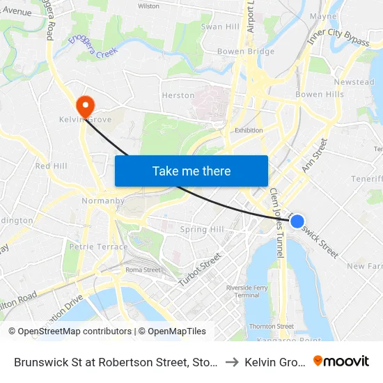 Brunswick St at Robertson Street, Stop 5 to Kelvin Grove map