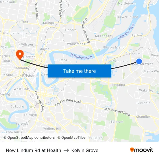 New Lindum Rd at Health to Kelvin Grove map