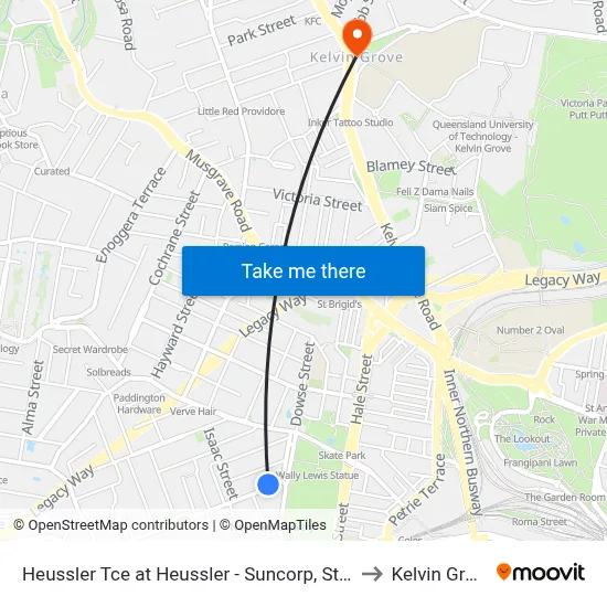 Heussler Tce at Heussler - Suncorp, Stop 5 to Kelvin Grove map
