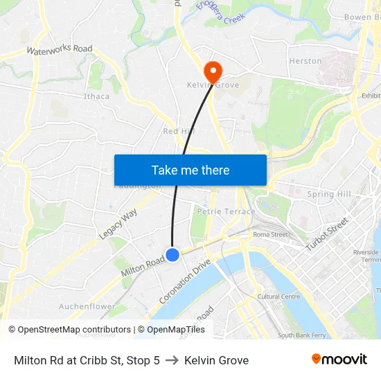 Milton Rd at Cribb St, Stop 5 to Kelvin Grove map