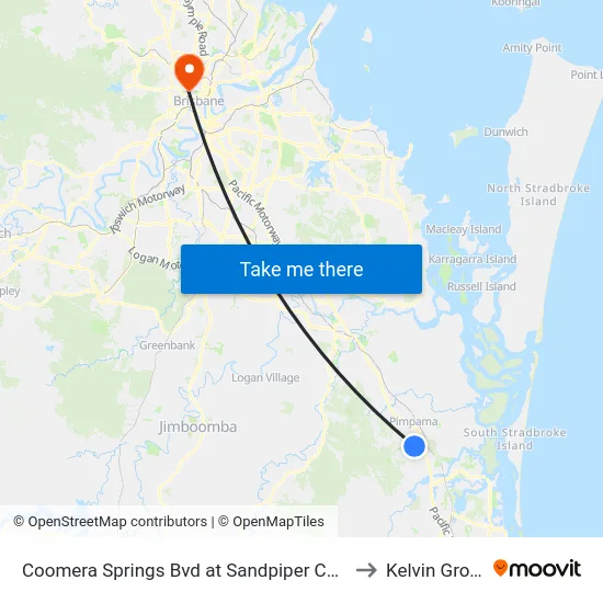 Coomera Springs Bvd at Sandpiper Court to Kelvin Grove map
