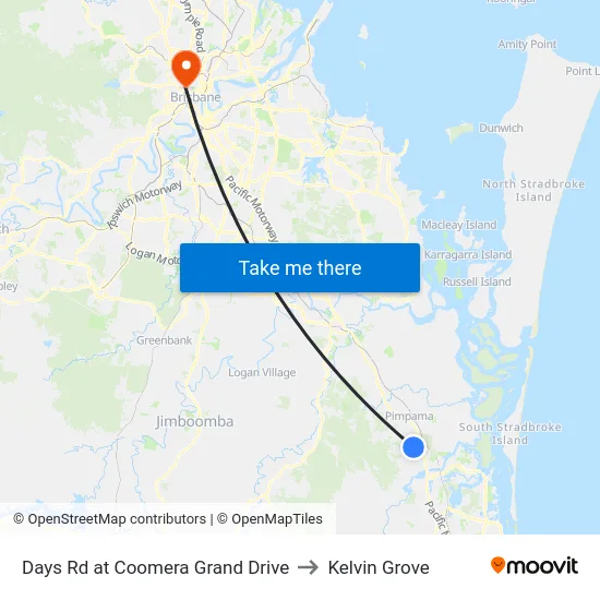 Days Rd at Coomera Grand Drive to Kelvin Grove map