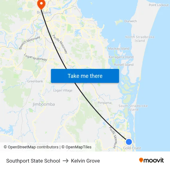 Southport State School to Kelvin Grove map