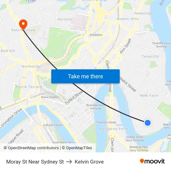 Moray St Near Sydney St to Kelvin Grove map