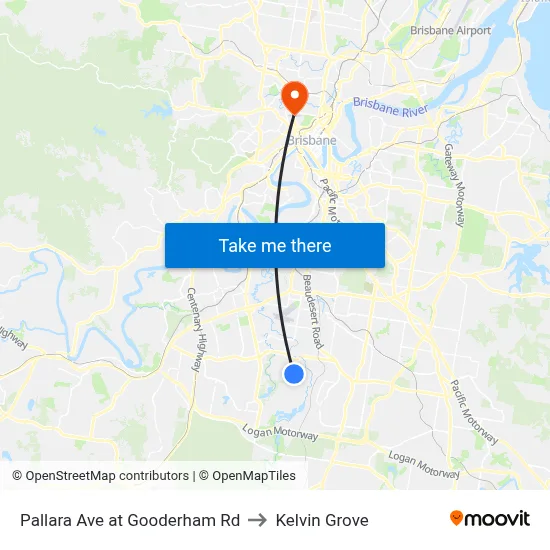 Pallara Ave at Gooderham Rd to Kelvin Grove map