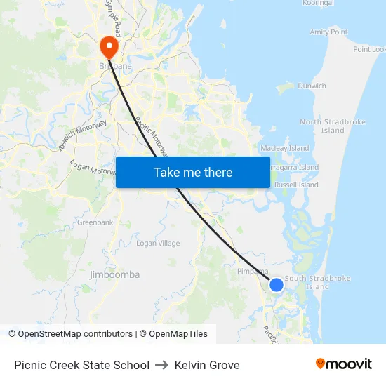 Picnic Creek State School to Kelvin Grove map