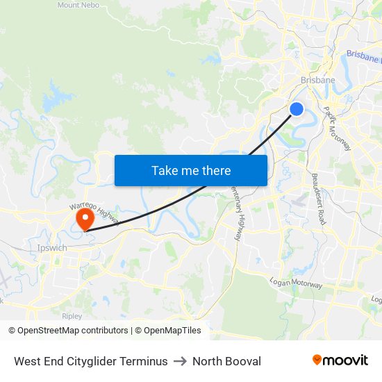 West End Cityglider Terminus to North Booval map
