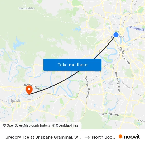 Gregory Tce at Brisbane Grammar, Stop 4 to North Booval map