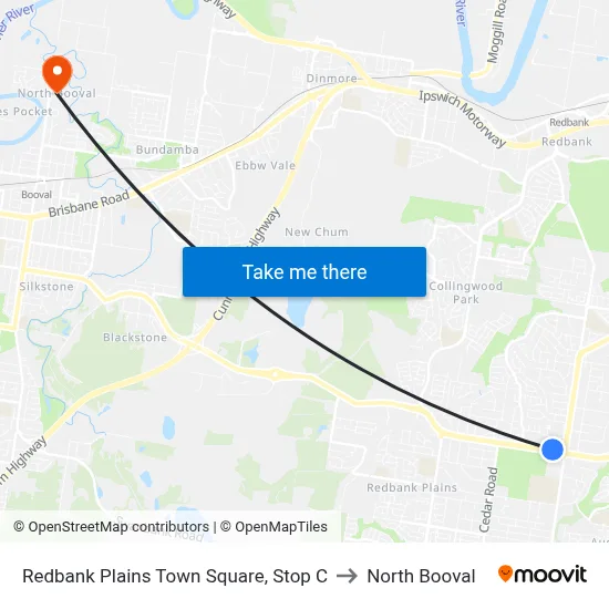 Redbank Plains Town Square, Stop C to North Booval map