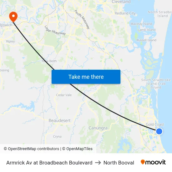 Armrick Av at Broadbeach Boulevard to North Booval map