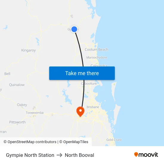 Gympie North Station to North Booval map