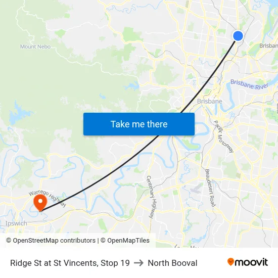 Ridge St at St Vincents, Stop 19 to North Booval map