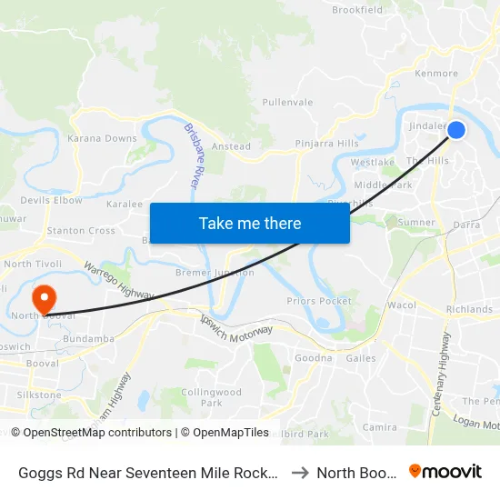 Goggs Rd Near Seventeen Mile Rocks Rd to North Booval map