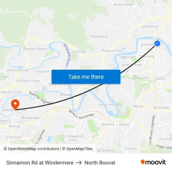 Sinnamon Rd at Windermere to North Booval map