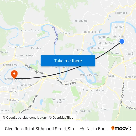 Glen Ross Rd at St Amand Street, Stop 53 to North Booval map