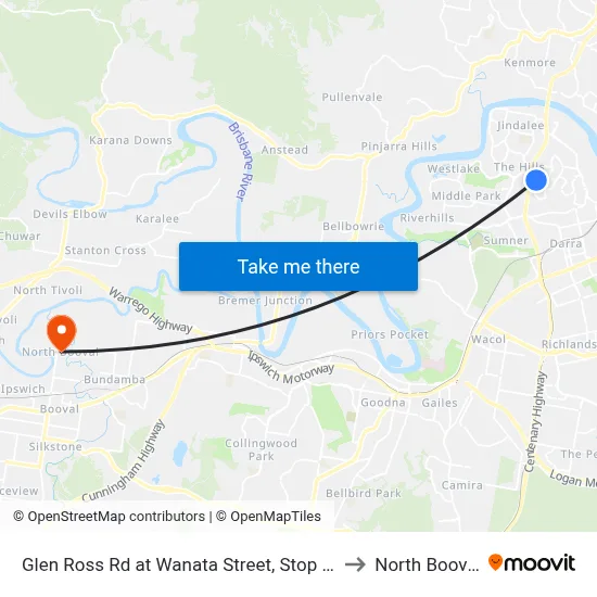 Glen Ross Rd at Wanata Street, Stop 54 to North Booval map