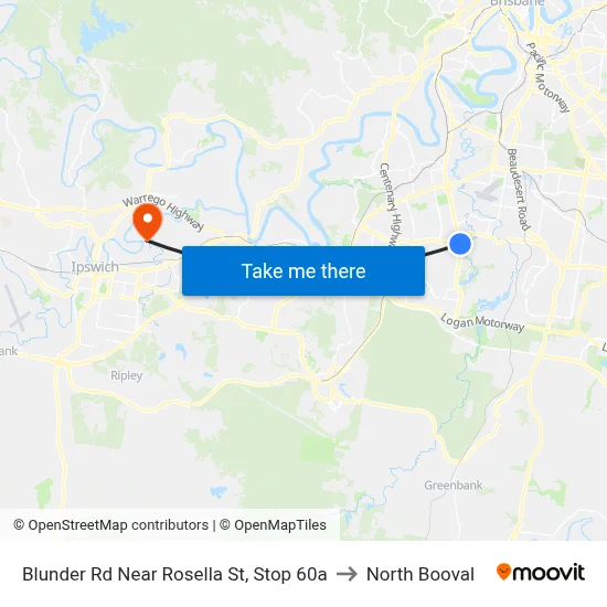 Blunder Rd Near Rosella St, Stop 60a to North Booval map
