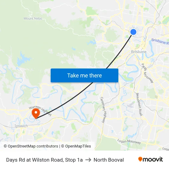 Days Rd at Wilston Road, Stop 1a to North Booval map