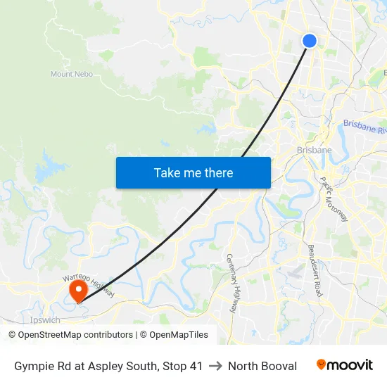 Gympie Rd at Aspley South, Stop 41 to North Booval map