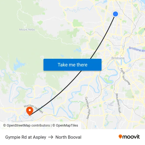 Gympie Rd at Aspley to North Booval map