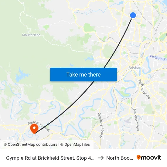 Gympie Rd at Brickfield Street, Stop 45/44 to North Booval map