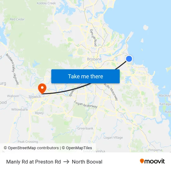 Manly Rd at Preston Rd to North Booval map