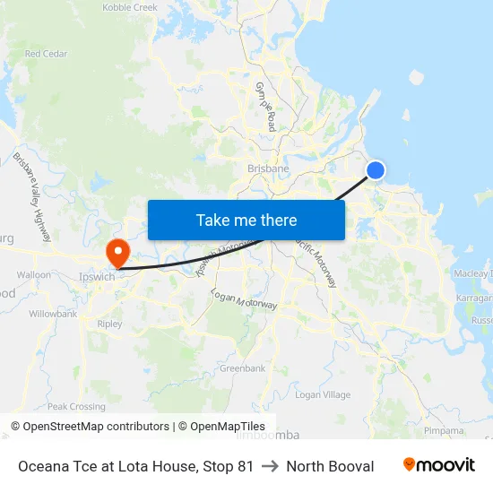 Oceana Tce at Lota House, Stop 81 to North Booval map