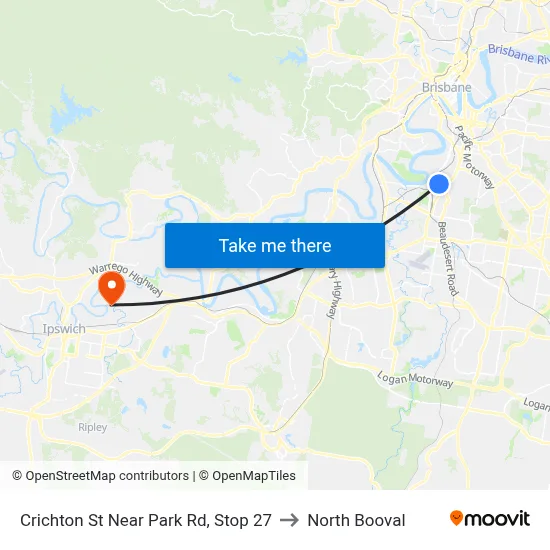 Crichton St Near Park Rd, Stop 27 to North Booval map