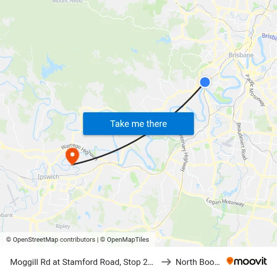 Moggill Rd at Stamford Road, Stop 22/23 to North Booval map
