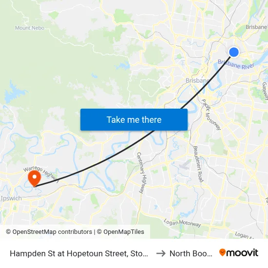 Hampden St at Hopetoun Street, Stop 30 to North Booval map