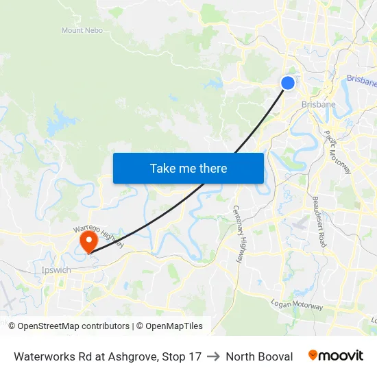 Waterworks Rd at Ashgrove, Stop 17 to North Booval map