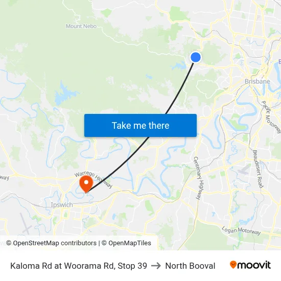 Kaloma Rd at Woorama Rd, Stop 39 to North Booval map