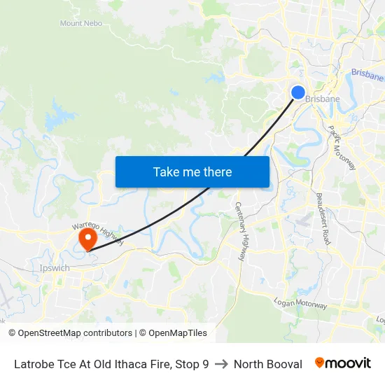 Latrobe Tce At Old Ithaca Fire, Stop 9 to North Booval map
